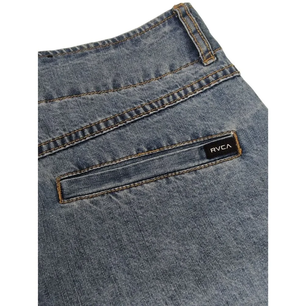 RVCA Valley Jean Shorts‎ Womens 27 Blue Denim Exposed Zipper Festival Beach